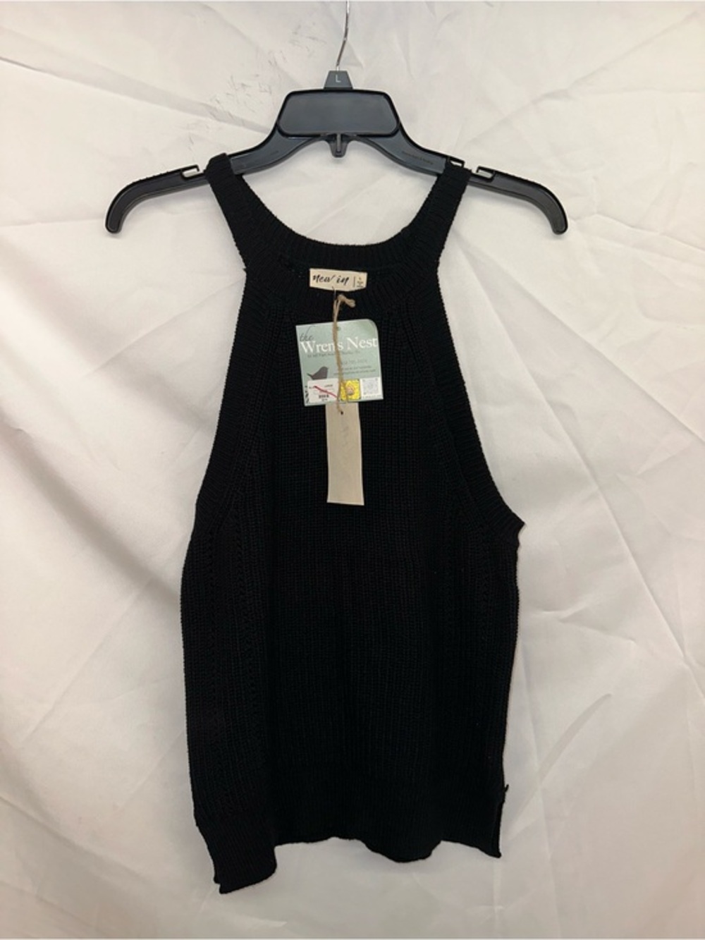 The Wren's Nest Black Knit Halter Tank Top